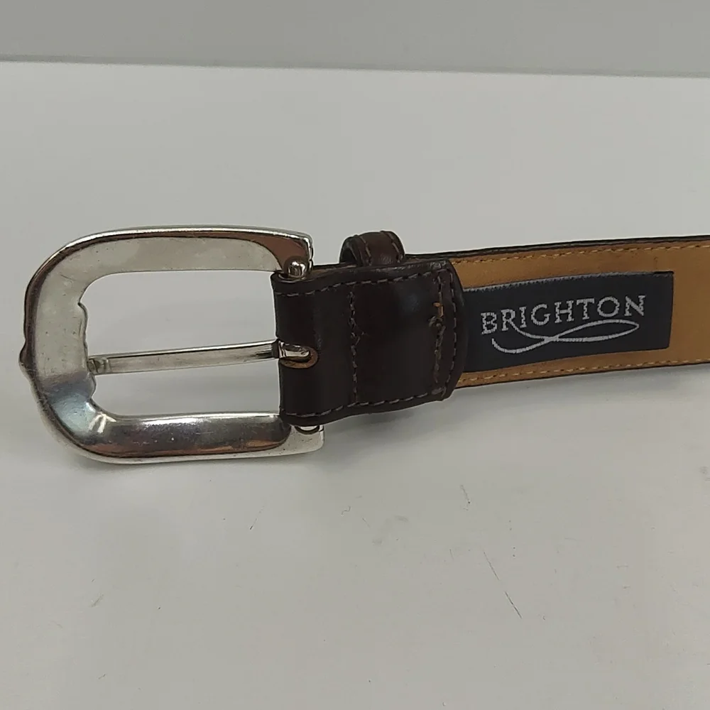 Brighton Leather Belt With Woven Cut Outs